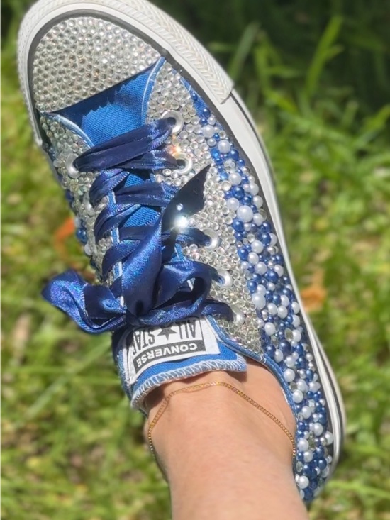 Converse Shoes - Converse (Dallas Cowboys)Women's Blue crystals & Pearl Low Top Sneakers